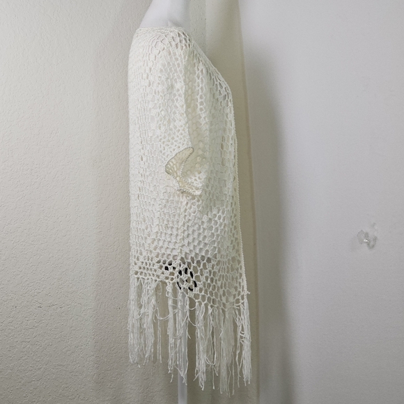 POL Womens Knit Crochet Cardigan W Fringe Sz L, Boho,Hippie,Festival - Picture 3 of 10